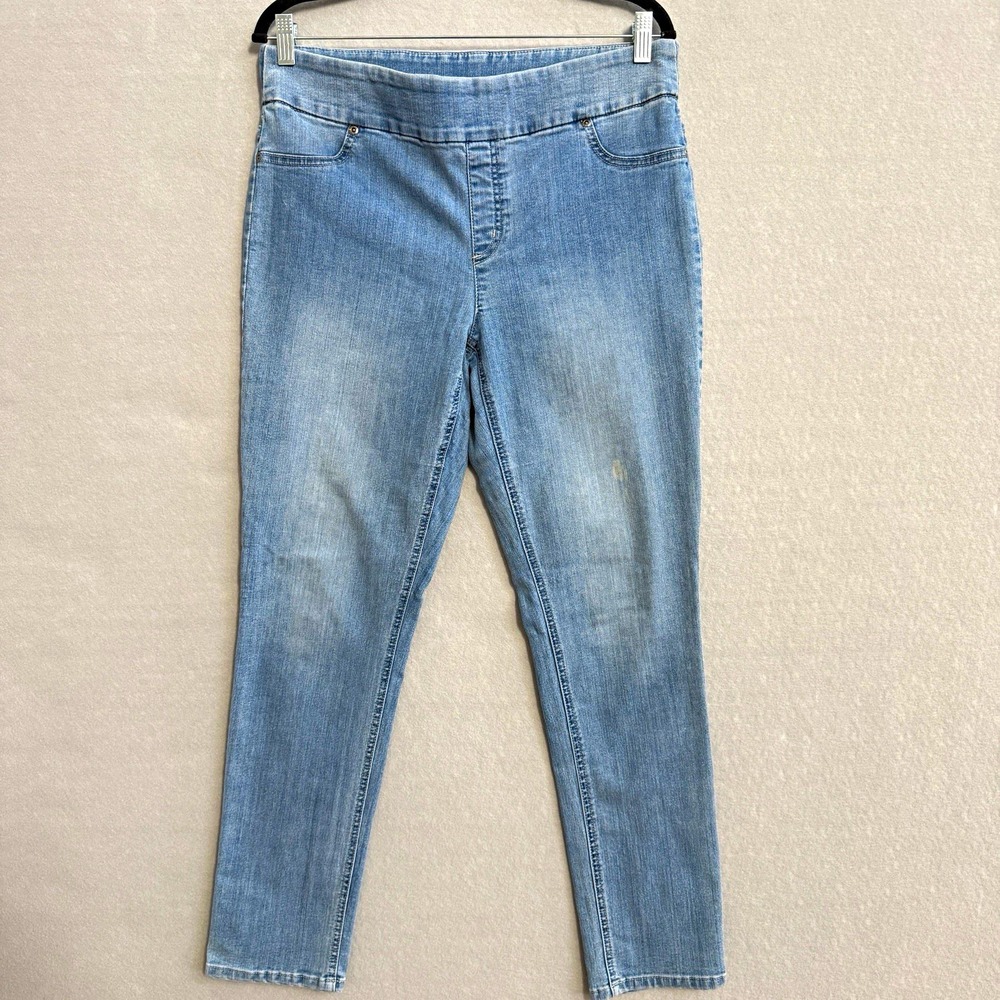 Chico's Light Wash Blue Pull-On Skinny Jeans Stretch 5-Pocket Logo
